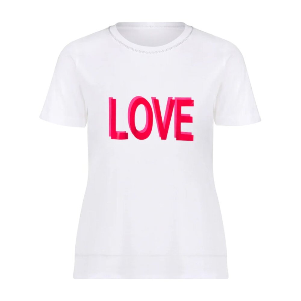 Love Embroidered Neck White Tee